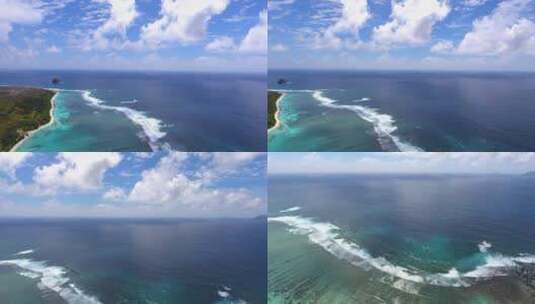 4k高空航拍蔚蓝大海海浪浪花高清在线视频素材下载