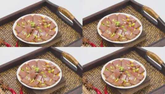 凉拌鸭血美食菜品4k平移镜头高清在线视频素材下载