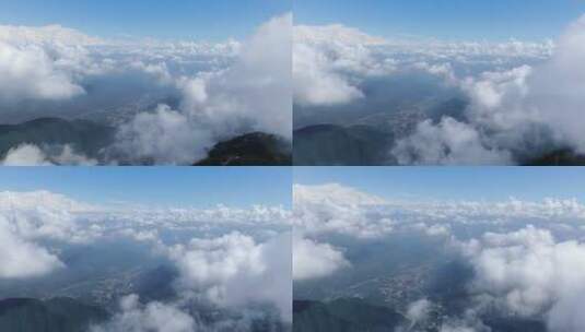 航拍杭州临安西天目山山顶云雾高清在线视频素材下载