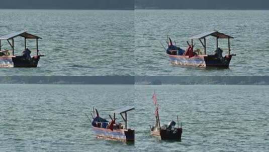在平静的水中摇摆的小船高清在线视频素材下载