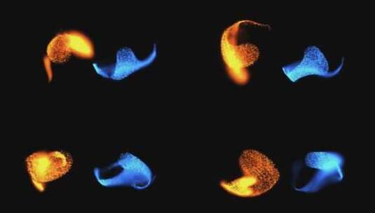 发光蓝色金色粒子抽象形状旋转动态科幻视频高清在线视频素材下载