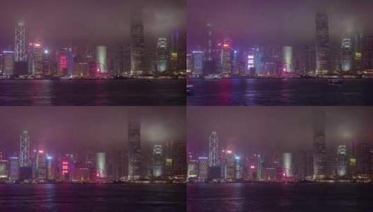 香港夜景中的摩天大楼景观高清在线视频素材下载