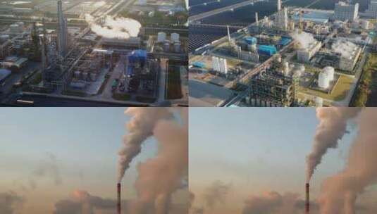 工业污染 化工厂 现代工厂 水泥厂 工业烟囱高清在线视频素材下载