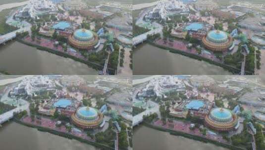上海海昌海洋公园动物海洋馆游乐园4K航拍高清在线视频素材下载