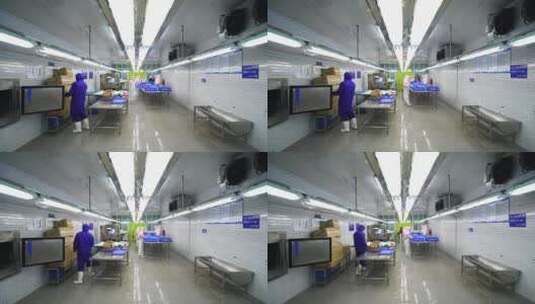 食品工厂加工海鲜扇贝车间工人高清在线视频素材下载