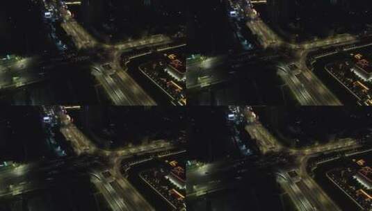 西安长乐西路十字路口晚上下班车流5高清在线视频素材下载