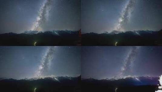 雪山星空延时高清在线视频素材下载