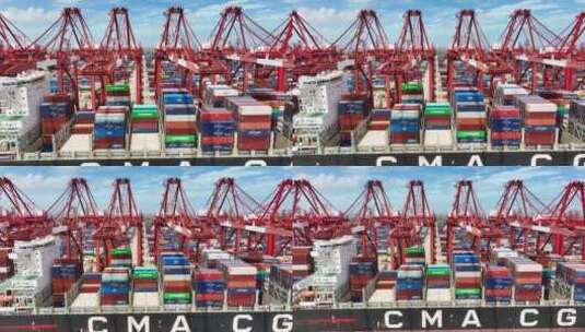 上海洋山港货轮装卸货高清在线视频素材下载