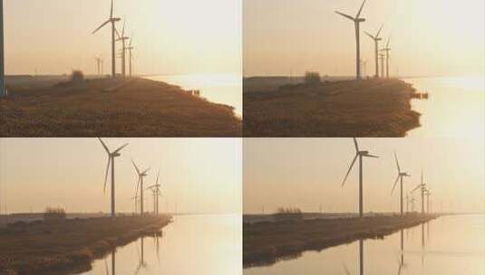 4K上海崇明风力太阳能发电素材高清在线视频素材下载