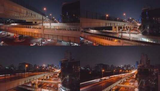 城市夜景高架航拍高清在线视频素材下载