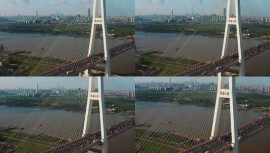 横跨黄浦江的大桥高清在线视频素材下载
