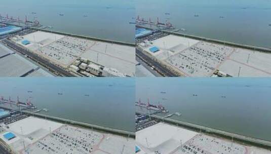 长江沿岸江苏常熟奇瑞捷豹路虎汽车工厂高清在线视频素材下载