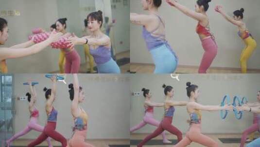 女子 塑形 瑜伽 锻炼 健身 器械 努力高清在线视频素材下载