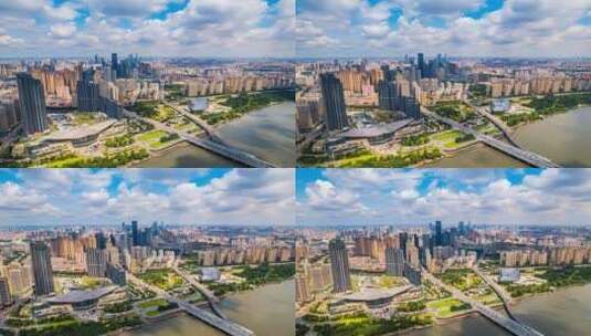 辽宁沈阳浑河城市风景航拍高清在线视频素材下载