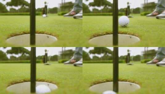 高尔夫球进洞高清在线视频素材下载