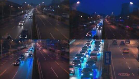北京中关村四通桥下车流 夜景 合集高清在线视频素材下载