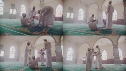 清真寺里祈祷的家庭高清在线视频素材下载