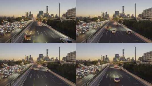 视频素材-夕阳下的北京四惠交通高清在线视频素材下载