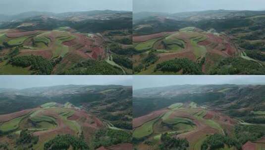 云南旅游农业宣传风光东川红土地梯田阴影高清在线视频素材下载