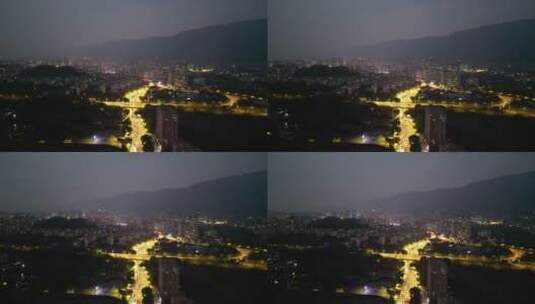 重庆北碚城市夜景车流航拍高清在线视频素材下载