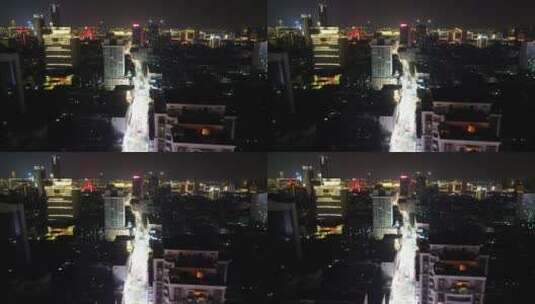 江西南昌胜利路步行街夜景灯光航拍高清在线视频素材下载