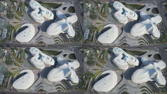 航拍湖南长沙地标现代建筑梅溪湖大剧院高清在线视频素材下载