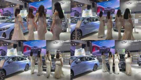 山东济南国际车展，豪车车模亮相高清在线视频素材下载