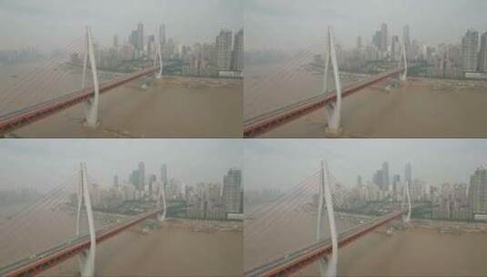 中国重庆的长江上拍摄斜拉桥高清在线视频素材下载