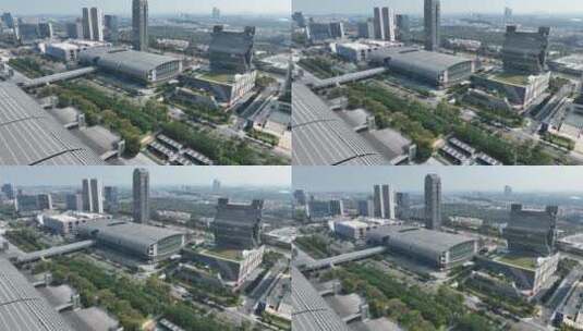 广州琶洲会展建筑航拍高清在线视频素材下载