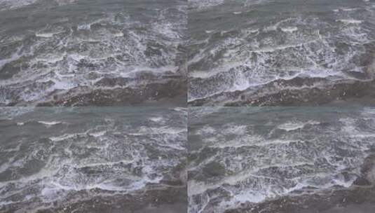 冬天大海海边海滩海浪拍打岸边礁石2高清在线视频素材下载