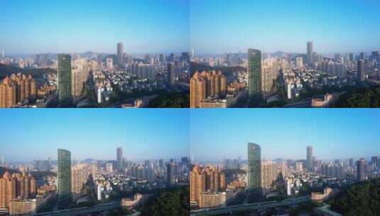 清晨阳光照耀城市交通深圳高楼建筑高清在线视频素材下载