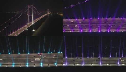 4K航拍南沙大桥夜景002高清在线视频素材下载