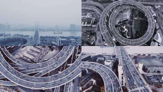 上海南浦大桥航拍合集高清在线视频素材下载