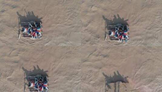 兰州黄河羊皮筏子航拍高清在线视频素材下载