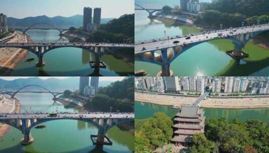 视频合集航拍梧州万秀区桥梁多镜头建筑风光高清在线视频素材下载