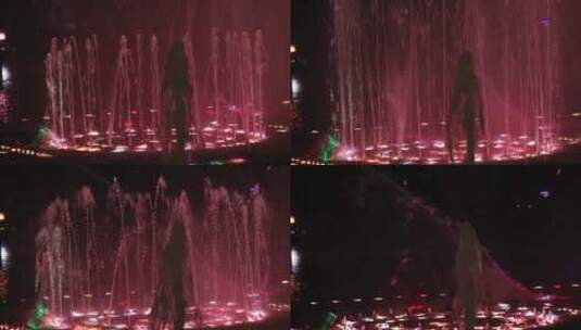 新年里观看音乐喷泉的市民热闹的晚上高清在线视频素材下载