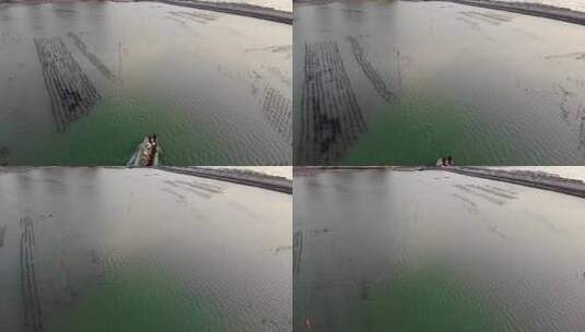 航拍福建漳州龙海岛美渔村渔港避风坞高清在线视频素材下载