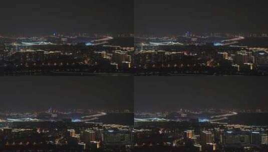 4K厦门五缘湾写字楼高楼大桥城市夜景航拍高清在线视频素材下载