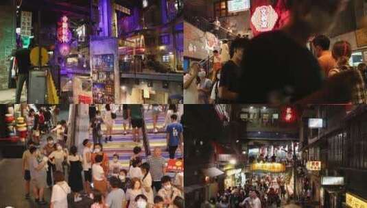 湖南长沙文和友老街道小吃街夜景高清在线视频素材下载