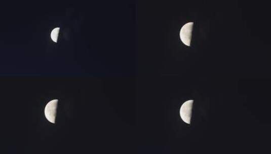 夜晚明亮月亮挂在夜空高清在线视频素材下载