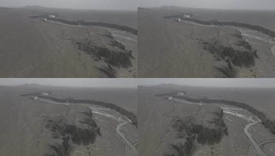 4k航拍党河西千佛洞戈壁沙漠高清在线视频素材下载