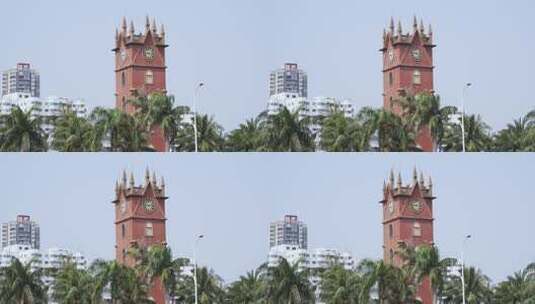 海口地标建筑钟楼高清在线视频素材下载