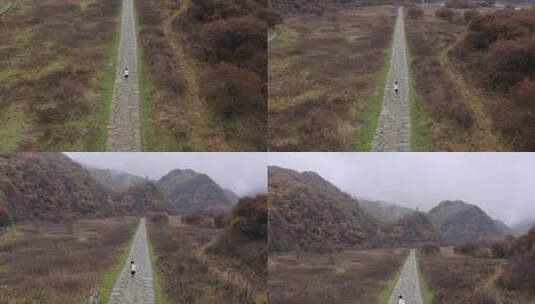 湖北神农架大九湖景区内奔跑的女人高清在线视频素材下载