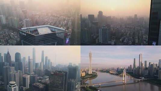 4K航拍广州城市高楼密集建筑群体CBD高清在线视频素材下载