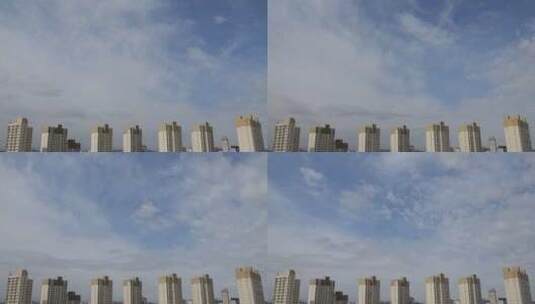 城市上空蓝天白云延时高清在线视频素材下载