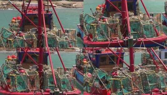 停泊在港口的渔船高清在线视频素材下载