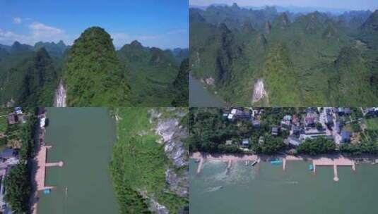 桂林山水旅游风光杨堤风景区多镜头高清在线视频素材下载