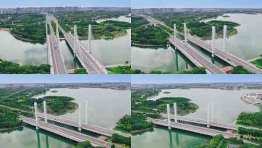 郑州东区航拍 北龙湖金融岛 城市空镜头高清在线视频素材下载