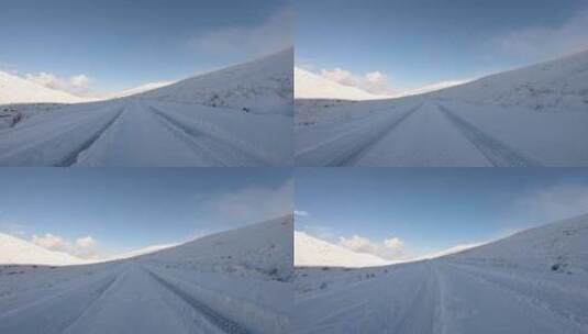 驾车穿过白雪覆盖的国家公园高清在线视频素材下载