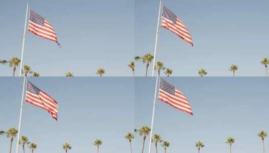 飘动美国国旗高清在线视频素材下载